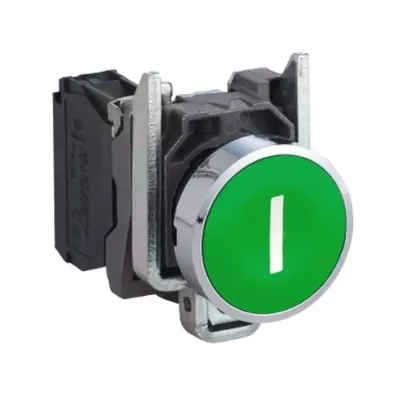 Buton Complet Incastrat Verde Ø 22, Revenire cu Arc, 1No, „I”