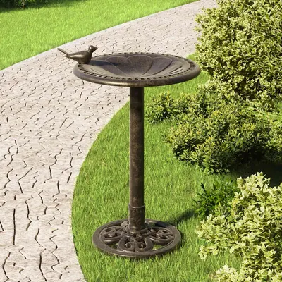 vidaXL Bazin pentru păsări de grădină, bronz, plastic