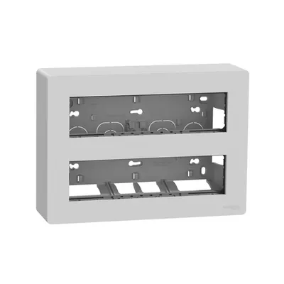 New Unica - statie de lucru - aparenta - 2 x 8 module - antibacterian - aluminiu