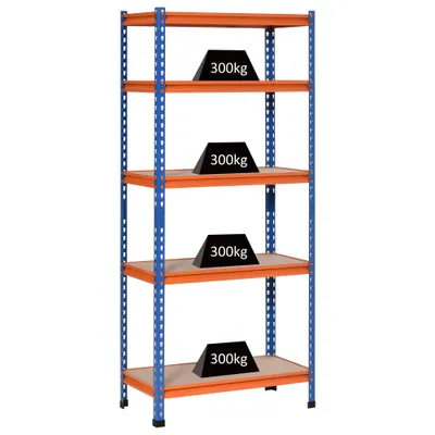 HOMCOM Etajera din metal pentru garaj 5 nivele capacitate 1500 kg 80 x 40 x 182 cm albastru portocaliu | Aosom Romania