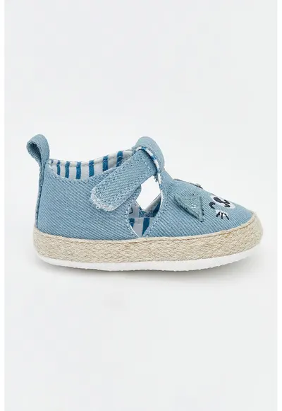 Pantofi crib din denim cu decupaje - Albastru deschis
