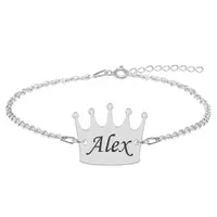 King - Bratara din argint 925 personalizata cu text - coroana