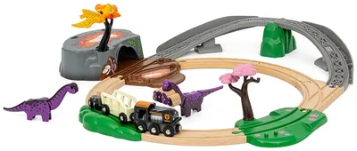 Set de joacă Brio - Trenuri și șine, Aventură cu dinozauri, 21 piese