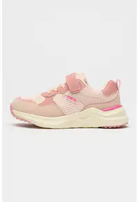Pantofi sport cu velcro - plasa si piele ecologica - Roz pastel/Roz prafuit