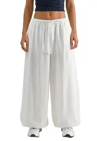 Pantaloni dama - Textil - Alb