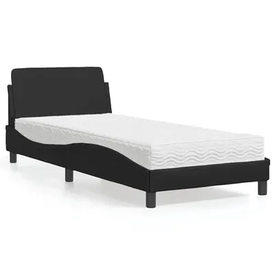 vidaXL Pat cu saltea, Dover, negru, 80x200 cm, piele ecologică