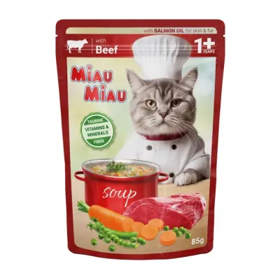 Hrana umeda pentru pisici Miau Miau Soup cu vita legume 85 gr