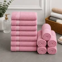 Set 12 prosoape mici, Ashley Mills, 30x50cm, din 70% bumbac pakistanez, 390g, Roz
