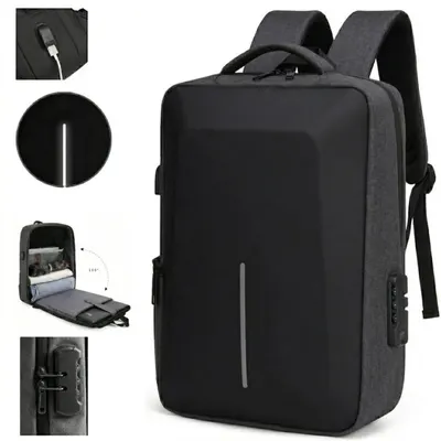 Rucsac laptop antifurt, inchidere cu cifru, USB incarcare, 45 x 32 x 14 cm