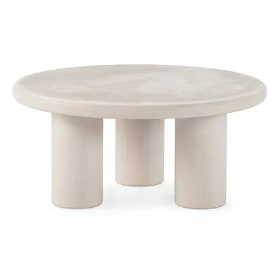 Măsuță de cafea crem rotundă cu aspect de piatră ø 80 cm Iriel – MOME