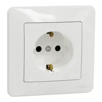 Sedna Design, Priza 2P+E cu obturatoare si rama decorativa, alb