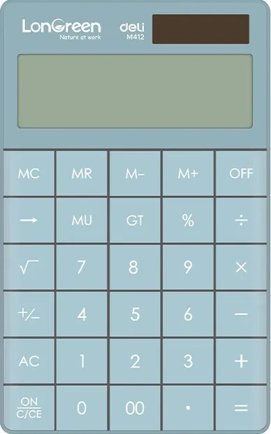 Calculator Deli LonGreen - EM412, 12 dgt, de birou, albastru