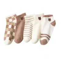Set 5 perechi de sosete pentru dama, SS088, Crem/Maro, marime universala (35-39)