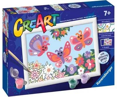 Kit de vopsea după număr Ravensburger CreArt - Fluturi fericiți