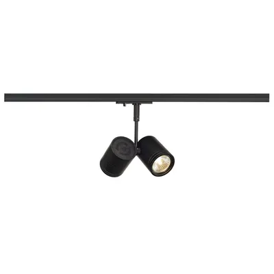 Iluminat decorativ pe sina, BIMA Melodii GU10, pata neagra pentru 240V pista 1 faza, cu doua capete, QPAR51, negru mat, max. 50W, inclusiv. adaptor 1 faza