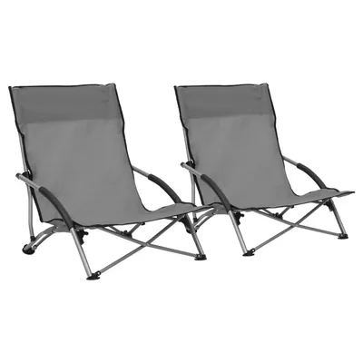 vidaXL Scaune pliante 2 buc. Material textil gri