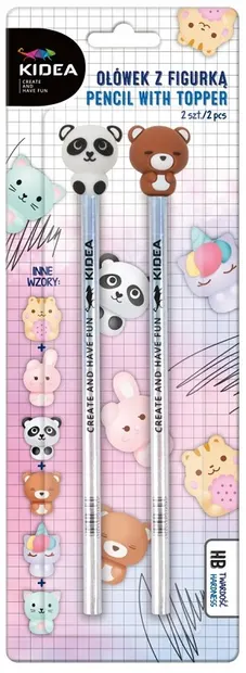 Set de creioane cu figura Kidea - Panda și ursuleț, HB, 2 bucăți