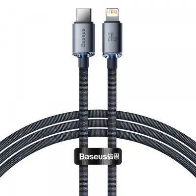 Cablu Date si Incarcare USB-C - Lightning Baseus Crystal Shine Series, 20W, 1.2m, Negru CAJY000201