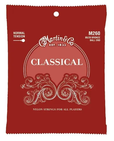 Corzi de chitară clasică Martin - M160 Classical Hard Tension Silver Ball End, argintii