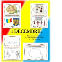 Set Planse 1 Decembrie: 2 planse A4 plastifiate (cu suport magnetic) + 2 fise de lucru A4