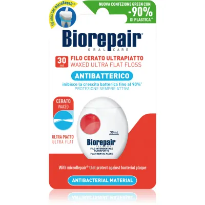 Biorepair Dental Floss Waxed Ultra Flat ata dentara cerata pentru dinti sensibili Red 30 m