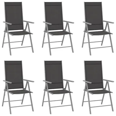 vidaXL Scaune pliante 6 buc. Textilene Negre