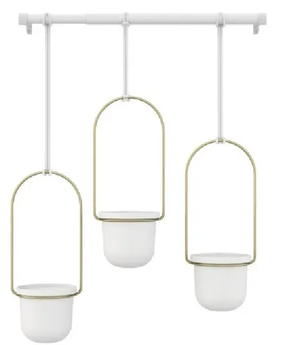 Jardiniere suspendate Umbra - Triflora, 3 buc, albe/aurii