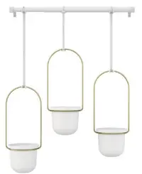 Jardiniere suspendate Umbra - Triflora, 3 buc, albe/aurii