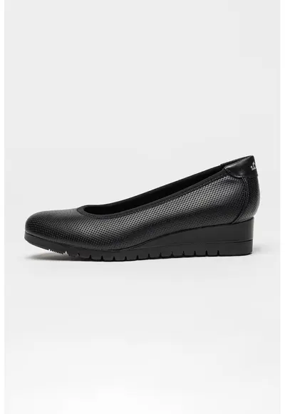 Pantofi din piele ecologica cu talpa wedge - Negru carbon