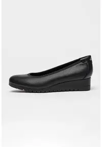 Pantofi din piele ecologica cu talpa wedge - Negru carbon