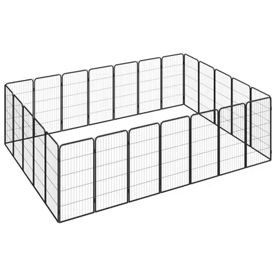 vidaXL Țarc câini 24 panouri negru 50x100 cm oțel vopsit electrostatic