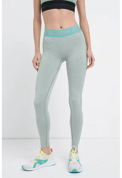 Colanti crop cu talie joasa pentru fitness Flex - Verde melange