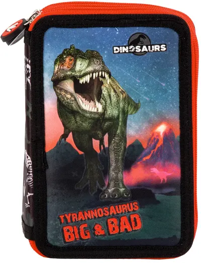 Penar școlar echipat Derform Dinosaur 17 - cu 3 fermoare
