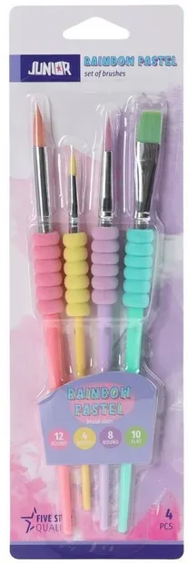 Set de perii din silicon Junior - Rainbow Pastel, 4 buc.
