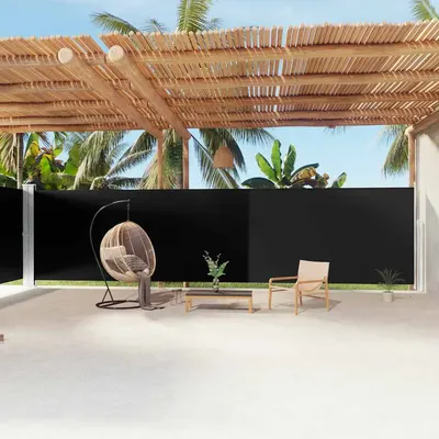 vidaXL Copertină laterală retractabilă, negru, 200x1200 cm