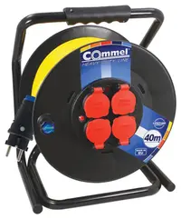 Extensie bobină Commel - N07V3V3-F 3G2.5mm2, 4 shuko, 3500W, 40 m, galben
