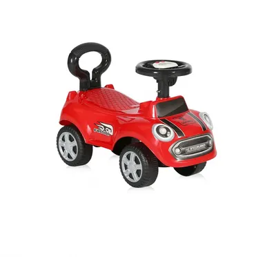 Masinuta pentru copii Lorelli Mini Red, fara pedale, spatar cu functie de impingere, protectie impotriva rasturnarii, functii muzicale, lumini, inaltime de la sol la sezut 20 cm