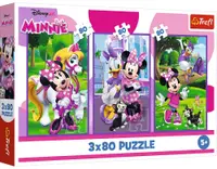 Puzzle pentru copii Trefl din 3 x 80 piese - Minnie Mouse și prietenii