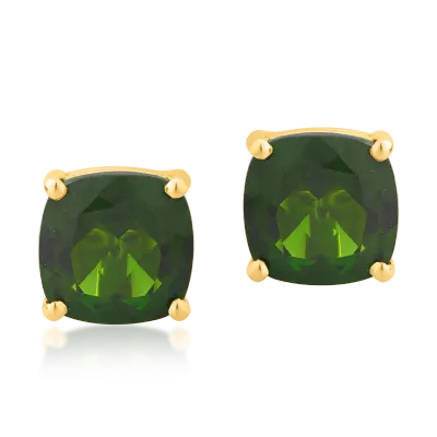 Cercei din aur galben cu cromdiopsid square de 4.35ct