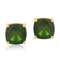 Cercei din aur galben cu cromdiopsid square de 4.35ct