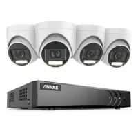 Sistem performant de supraveghere video ANNKE DW81KN+CR1CW*4, DVR 8 canale Hibrid, 4 camere tip Turret interior/exterior 5MP, Ultra HD/2k+, lumina duala IR si alba, vedere nocturna, audio, rezistent la intemperii