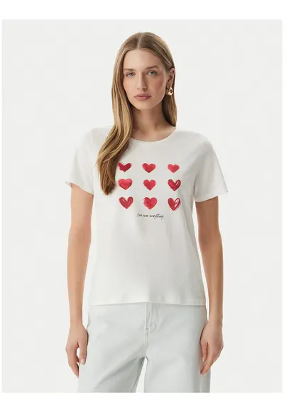 Tricou dama - alb - croiala regular fit - bumbac-modal