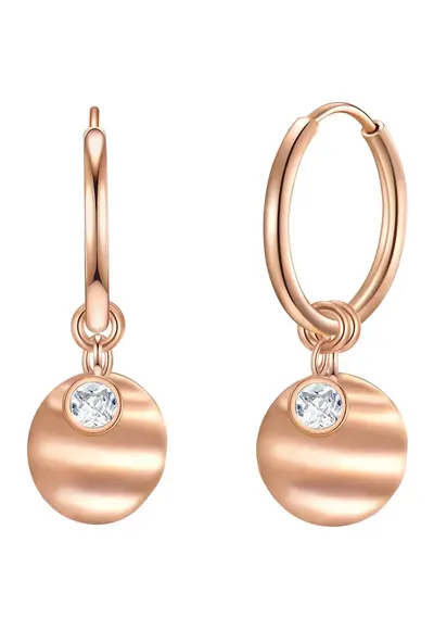 Cercei din otel inoxidabil cu zirconia 19537 - Auriu rose