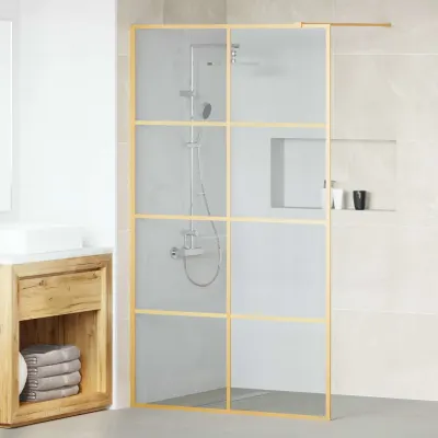 vidaXL Zid de duș walk-in Auriu 115 x 195 cm sticlă securizată