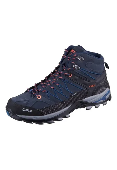 Bocanci trekking pentru barbati - Rigel Mid WP - Piele intoarsa - Bleumarin/Negru - Negru/Bleumarin