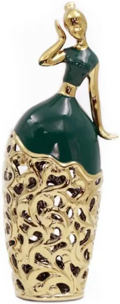 Statuetă Morello - Lady Green & Gold, 31 х 10 х 7.5 cm