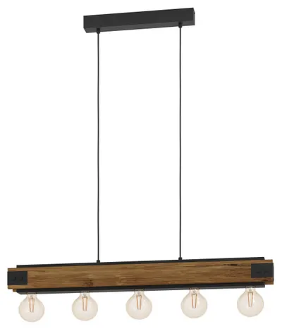Pendul Eglo - Layham, 5xE27, L-960 FSC, negru/lemn/flacără