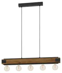 Pendul Eglo - Layham, 5xE27, L-960 FSC, negru/lemn/flacără