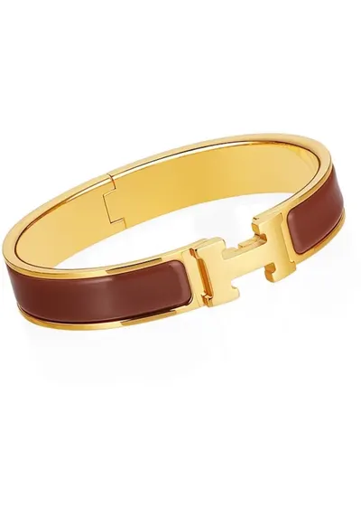 Bratara Maro Hermina - otel inoxidabil placat cu aur 14K - 6.1cm diametru - 1.3cm grosime