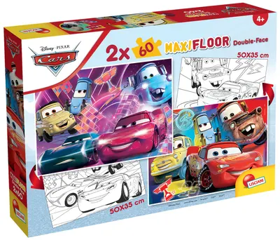 Puzzle cu două fețe Lisciani pentru colorat 2 х 60 piese- Mașinile